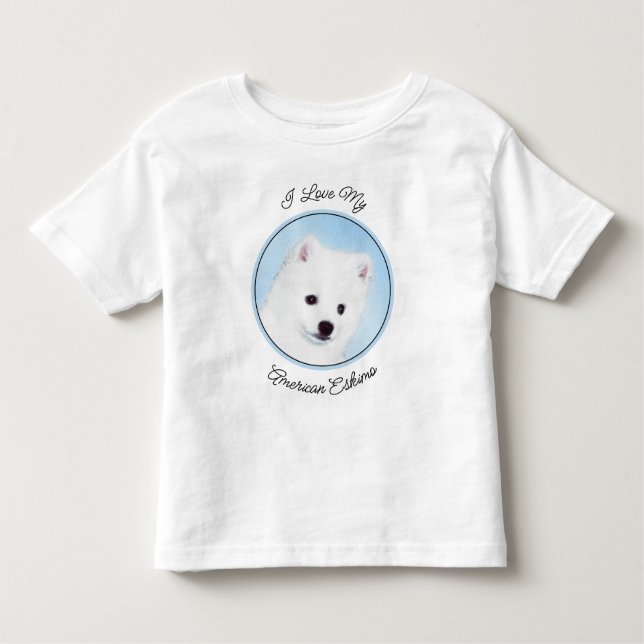 T-shirt Pour Les Tous Petits American Eskimo Dog Painting - Original Dog Art (Devant)