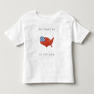 T-shirt Pour Les Tous Petits americana mon coeur est dans la carte des