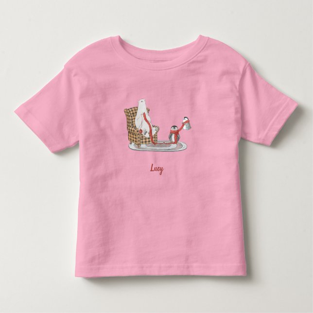 T-shirt Pour Les Tous Petits Amis de pingouin d'ours polaire personnalisé hiver (Devant)
