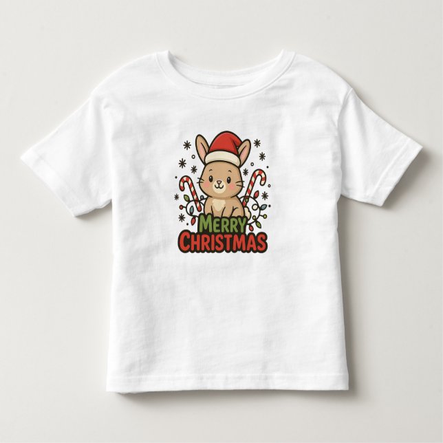 T-shirt Pour Les Tous Petits AMITA | Cute Bunny Merry Christmas (Devant)