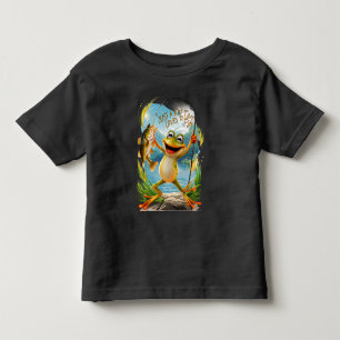T-shirt Pour Les Tous Petits Amitié aquatique : Grenouille avec poisson sur l'e