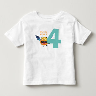 T-shirt Pour Les Tous Petits Amusant coloré Mon petit monstre a 4 ans