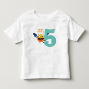 T-shirt Pour Les Tous Petits Amusant coloré Mon petit monstre a 5 ans