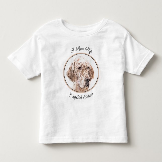 T-shirt Pour Les Tous Petits Anglais Setter Orange Belton Peinture Chien Art (Devant)