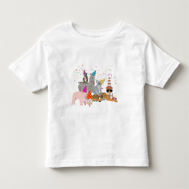 T-shirt Pour Les Tous Petits Animaux - Beaux animaux ayant une fête (Devant)