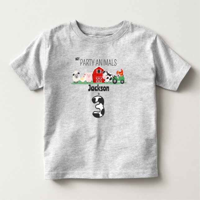 T-shirt Pour Les Tous Petits Animaux de fête 3e anniversaire ferme animal anniv (Devant)