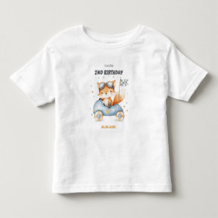 T-shirt Pour Les Tous Petits Animaux Drôles Course de Voitures 2ème Anniversair