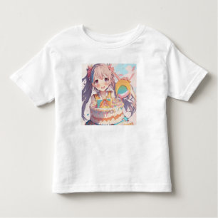 T-shirt Pour Les Tous Petits Anime Anniversaire Fille Pastel Couleurs