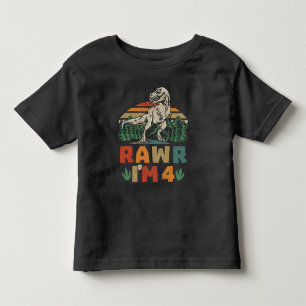 T-shirt Pour Les Tous Petits Anniversaire 4 ans Dinosaure T Rex Rawr J'ai 4 ans