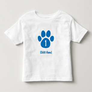 T-shirt Pour Les Tous Petits Anniversaire bleu d'empreinte de patte