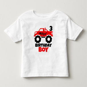 T-shirt Pour Les Tous Petits Anniversaire Boy Red Monster Camion avec l'âge