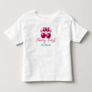 T-shirt Pour Les Tous Petits Anniversaire Coquette Cerise Aquarelle 1 an