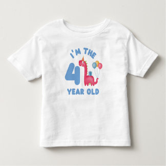 T-shirt Pour Les Tous Petits Anniversaire Cute Dinosaur - I'm The 4 Year old