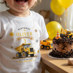 T-shirt Pour Les Tous Petits Anniversaire de Camion à benne personnalisé 