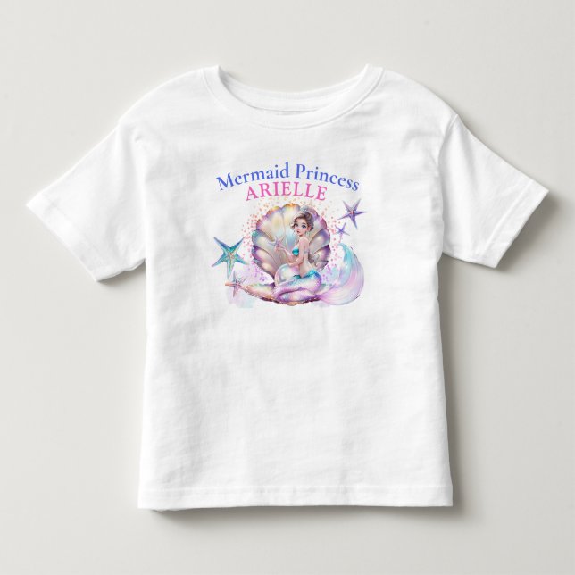 T-shirt Pour Les Tous Petits Anniversaire de la Princesse Sirène Sous L'Océan (Devant)