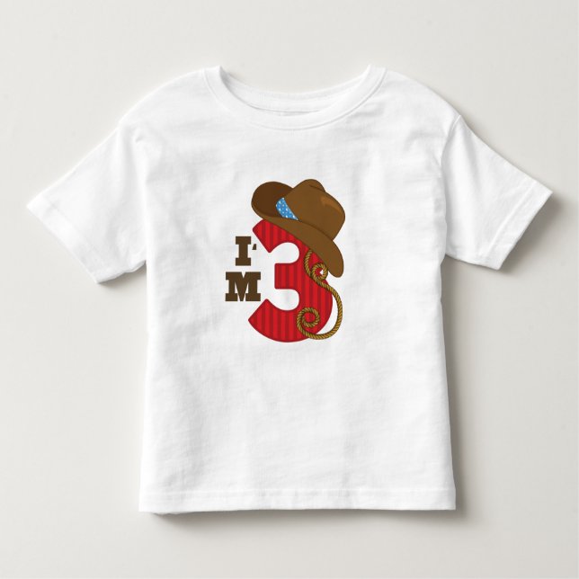 T-shirt Pour Les Tous Petits Anniversaire De L'Im Three Cowboy (Devant)