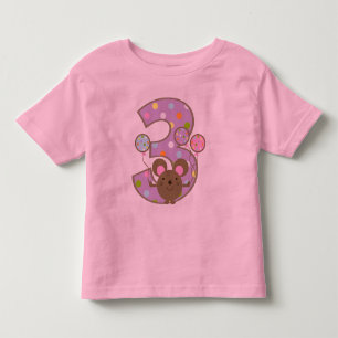 T-shirt Pour Les Tous Petits Anniversaire de pourpre de souris de ballon 3ème