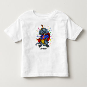 T-shirt Pour Les Tous Petits Anniversaire de super héros de T-Rex 2ème