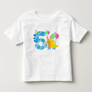 T-shirt Pour Les Tous Petits Anniversaire des dinosaures de 5 ans