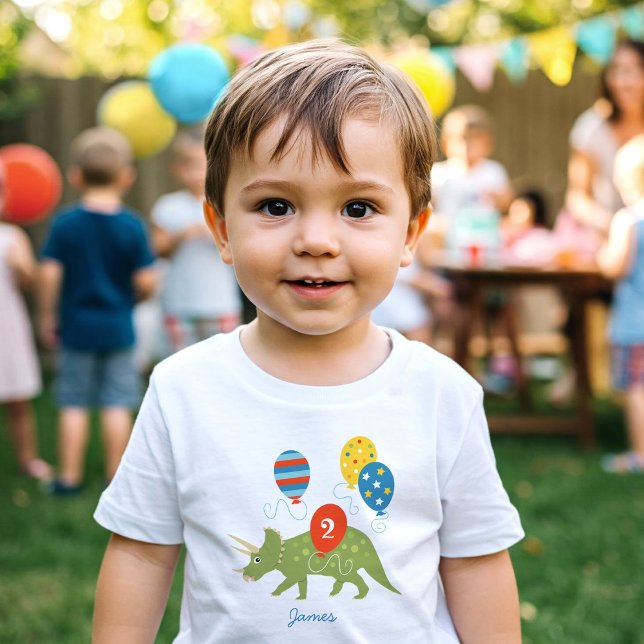 T-shirt Pour Les Tous Petits Anniversaire Dinosaure Triceratops Nom personnalis (Créateur téléchargé)