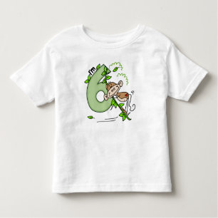 T-shirt Pour Les Tous Petits Anniversaire d'oscillation de singe de bâton 6ème