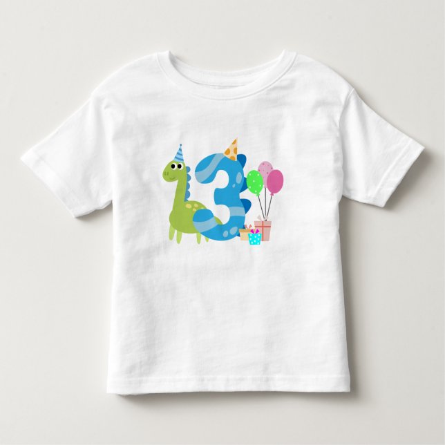 T-shirt Pour Les Tous Petits Anniversaire du dinosaure de 3 ans (Devant)
