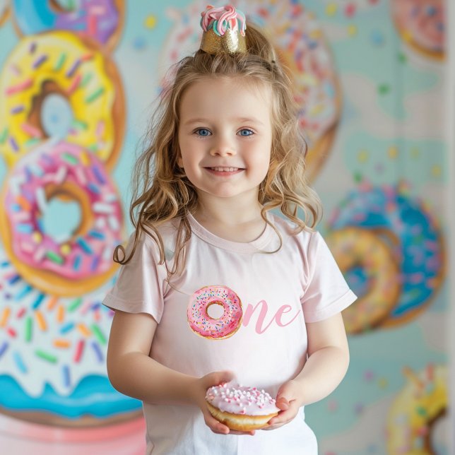 T-shirt Pour Les Tous Petits Anniversaire du Donut rose (Créateur téléchargé)