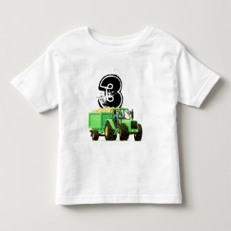 T-shirt Pour Les Tous Petits Anniversaire du tracteur vert de l'enfant 3ème