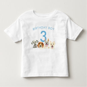T-shirt Pour Les Tous Petits Anniversaire Garçon Aquarelle Chiens de chiot