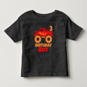 T-shirt Pour Les Tous Petits Anniversaire Garçon Red Monster Camion avec Age Or