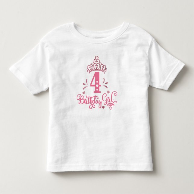 T-shirt Pour Les Tous Petits Anniversaire Princesse 4e anniversaire (Devant)