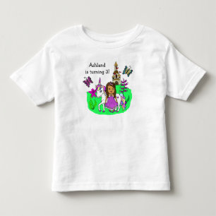 T-shirt Pour Les Tous Petits Anniversaire Princesse et Unicorne Âge et nom