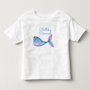T-shirt Pour Les Tous Petits Anniversaire purrmaid chat sirène aquarelle fille