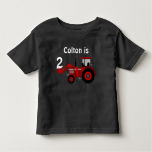 T-shirt Pour Les Tous Petits Anniversaire rouge de tracteur d'amusement "âge"