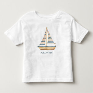 T-shirt Pour Les Tous Petits Aquarelle Bleue Bleu Bande Voilier