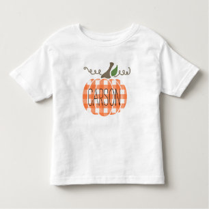 T-shirt Pour Les Tous Petits Aquarelle Boy Toddler Orange Plaid Citrouille
