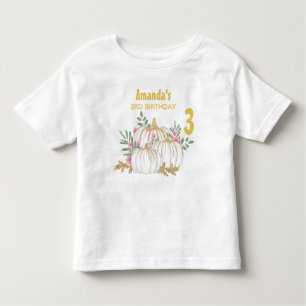 T-shirt Pour Les Tous Petits Aquarelle Citrouille blanche et or Anniversaire