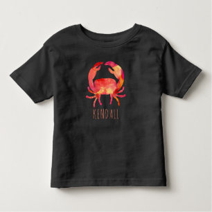 T-shirt Pour Les Tous Petits Aquarelle Crabe Ocean Kids Personnalisé