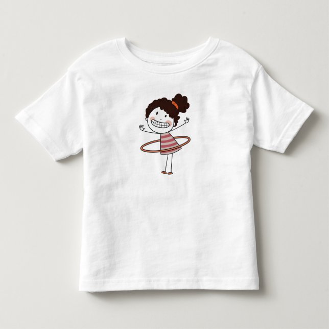 T-shirt Pour Les Tous Petits Aquarelle Fille Bâton Sourire Géant Beau (Devant)