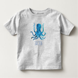 T-shirt Pour Les Tous Petits Aquarelle Octopus Marine Kids Personnalisé