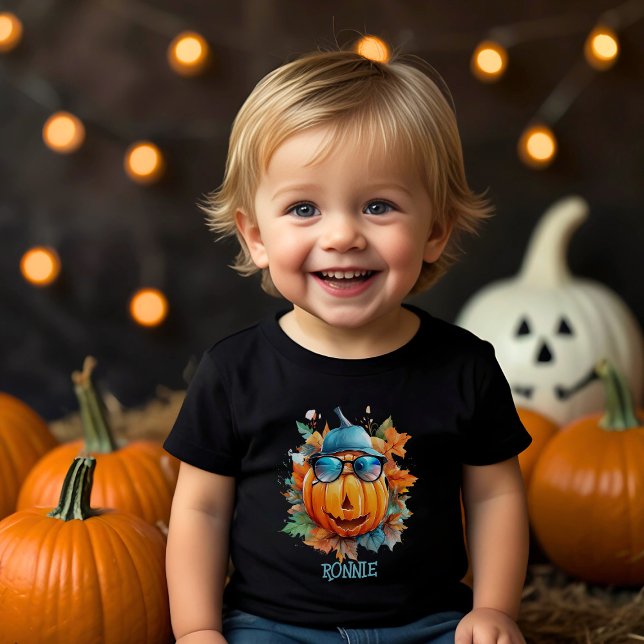 T-shirt Pour Les Tous Petits Aquarelle personnalisée Citrouille mignon Orange H (Créateur téléchargé)