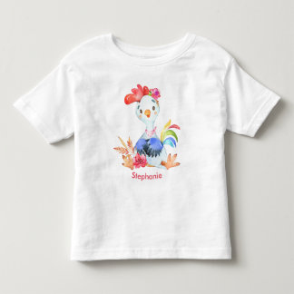 T-shirt Pour Les Tous Petits Aquarelle rose petit coq