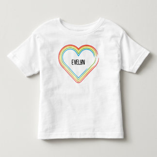 T-shirt Pour Les Tous Petits Arc-en-ciel couleur coeur avec le nom de votre enf