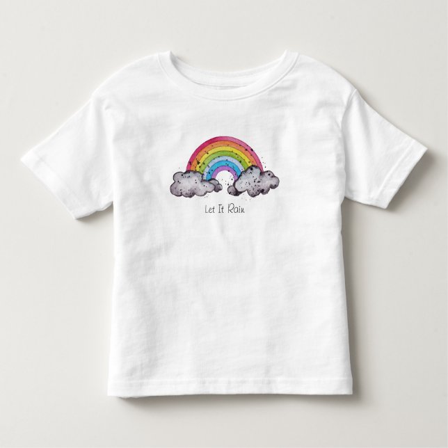 T-shirt Pour Les Tous Petits Arc-en-ciel et nuages à l'aquarelle mignons (Devant)