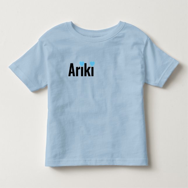 T-shirt Pour Les Tous Petits Ariki, prénom pour bébé garçon avec des cœurs, (Devant)