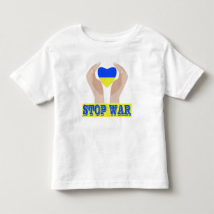 T-shirt Pour Les Tous Petits Arrêtez la guerre Drapeau ukrainien cœur dans les