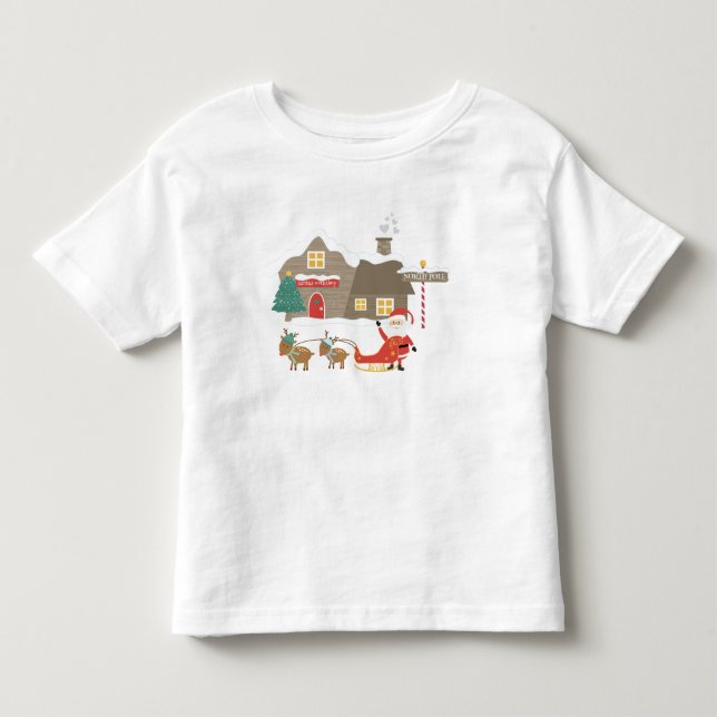 T-shirt Pour Les Tous Petits Atelier de père Noël - Scène de Noël (Devant)