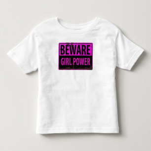 T-shirt Pour Les Tous Petits ATTENTION Girl Power - Panneau de Danger Métal Noi