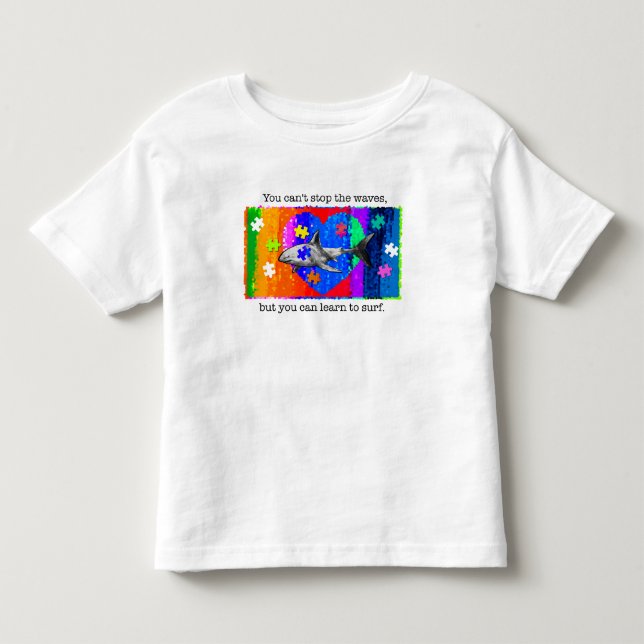 T-shirt Pour Les Tous Petits Autisme Requin 2T BLANC (Devant)
