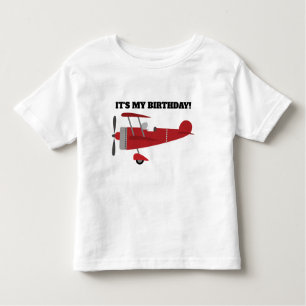 T-shirt Pour Les Tous Petits Avion rouge C'est mon anniversaire Personnalisé